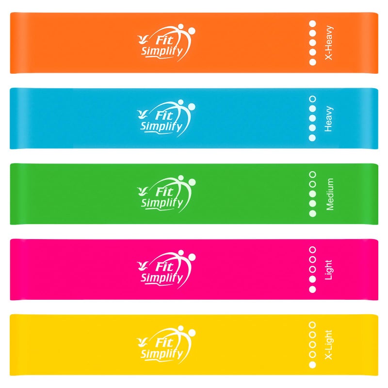 Fit Simplify 10 Inch Resistance Loop Exercise Bands, Set of 5, Assorted Colors - Image 2